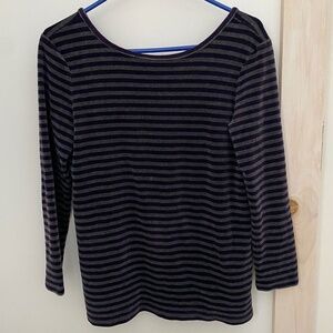 Talbots Velour Shirt / Top Striped Sz. M Petite